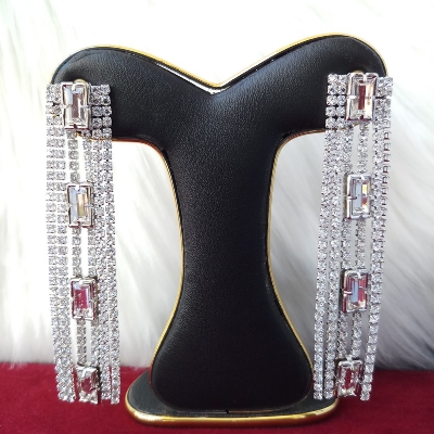 Picture of Korean Fashion Stone Golden Earrings For Women & Girls (White) (Imported) - 1 Pair Model-ST562W - Earrings