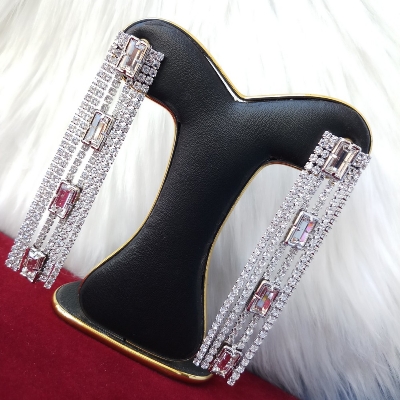 Picture of Korean Fashion Stone Golden Earrings For Women & Girls (White) (Imported) - 1 Pair Model-ST562W - Earrings