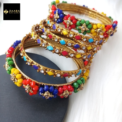 Picture of Multi-color Crystal-Metal & Meenakari Bangles for Women (Imported) M-CB831 - 6 Pieces - Bangles