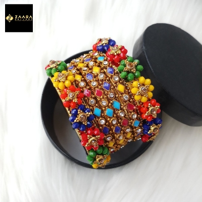 Picture of Multi-color Crystal-Metal & Meenakari Bangles for Women (Imported) M-CB831 - 6 Pieces - Bangles