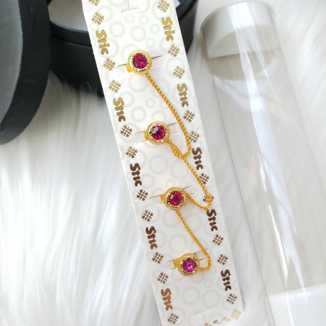 Picture of 4 Pieces Set Golden Chain Metal & Stone Panjabi & Kurta Button M-01 (Imported) - Panjabi Button