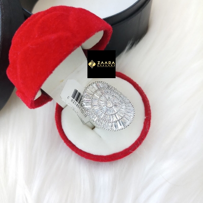 Picture of Diamond Cut AD Stone Silver & Gold Finger Ring for Women & Girls With Free Box (Imported) (M-DCFR2208G) - 1 Piece