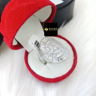 Picture of Diamond Cut AD Stone Silver & Gold Finger Ring for Women & Girls With Free Box (Imported) (M-DCFR2208G) - 1 Piece