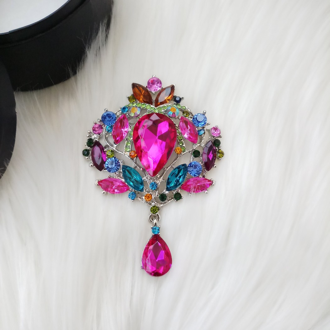 Picture of Brooch /Hijab Pin/ Saree Pin for Women (Large) With Stone (Antique Golden & Silver) (Imported) M-BRC-A501 - 1 Piece - Brooch - Brooch for Women - হিজাব পিন