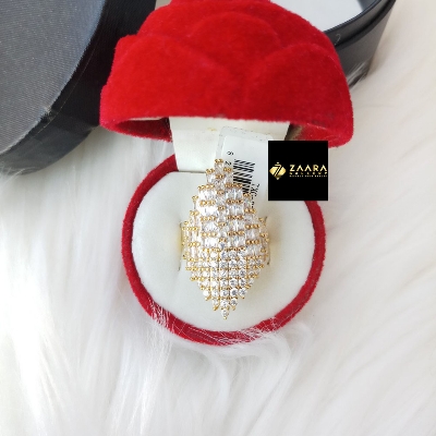 Picture of Diamond Cut AD Stone Silver & Gold Finger Ring for Women & Girls With Free Box (Imported) (M-DCFR2209G) - 1 Piece