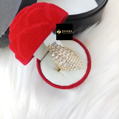 Picture of Diamond Cut AD Stone Silver & Gold Finger Ring for Women & Girls With Free Box (Imported) (M-DCFR2209G) - 1 Piece