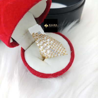 Picture of Diamond Cut Ad Stone Gold Finger Ring For Women & Girls With Free Box (Imported) (M-DCFR22011G) - 1 Piece - Ring S