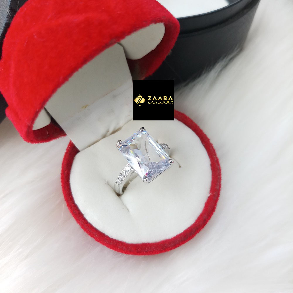 Picture of Square Shape Stone Finger Ring For Women & Girls With Free Box (Imported) (M-FRC2043) - 1 Piece - Ring For Girls