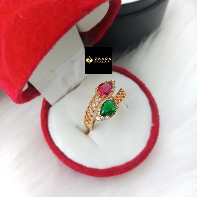 Picture of Stone Finger Ring White & Multicolor for Women & Girls With Free Box (Imported) (M-FRC2045) - 1 Piece- Rings