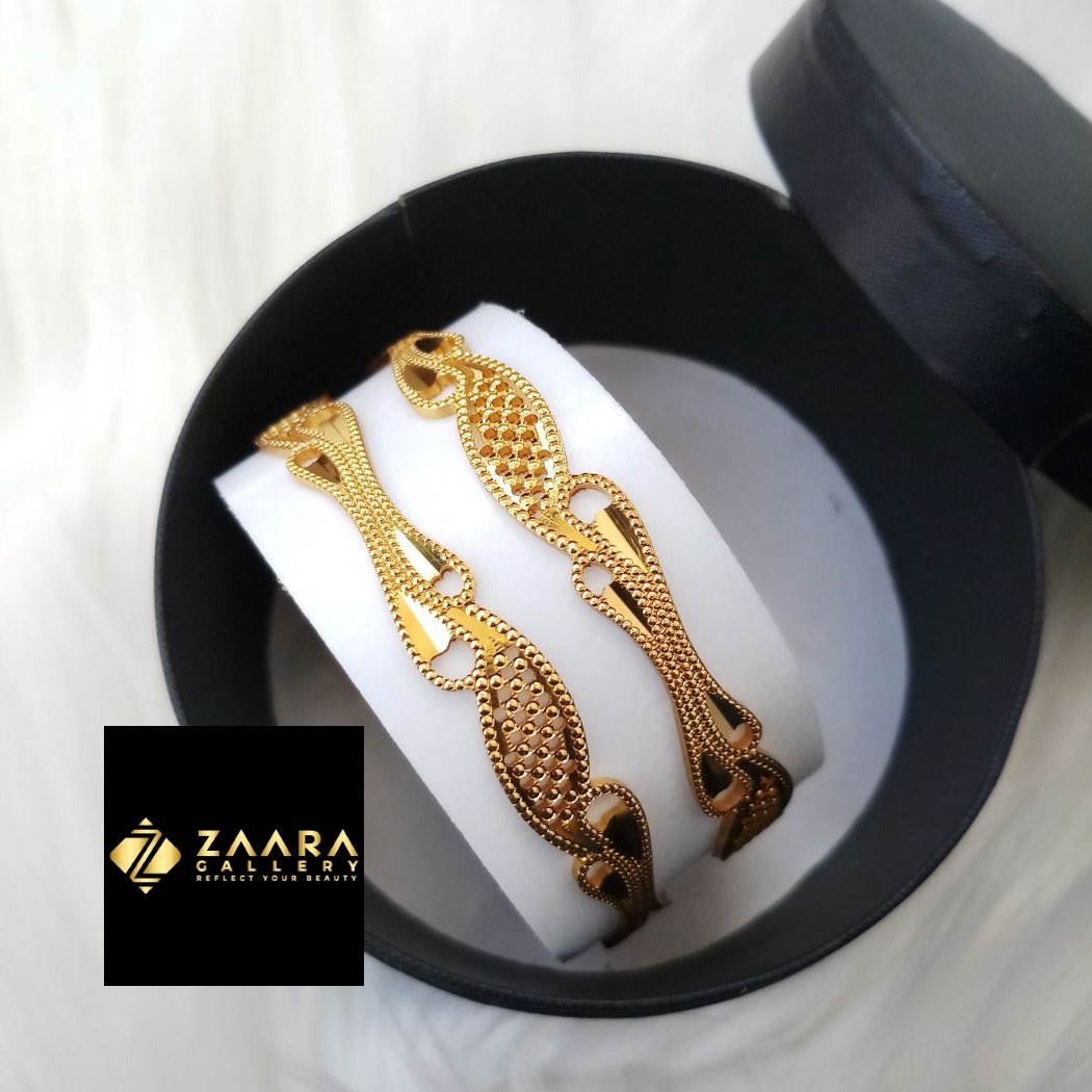 Picture of City Gold Bangles/ Gold Plated Laser Cut Bangles For Women Top Quality Color Grade-1 (Imported) CT7020ALL - 2 Pieces - Bangles For Women