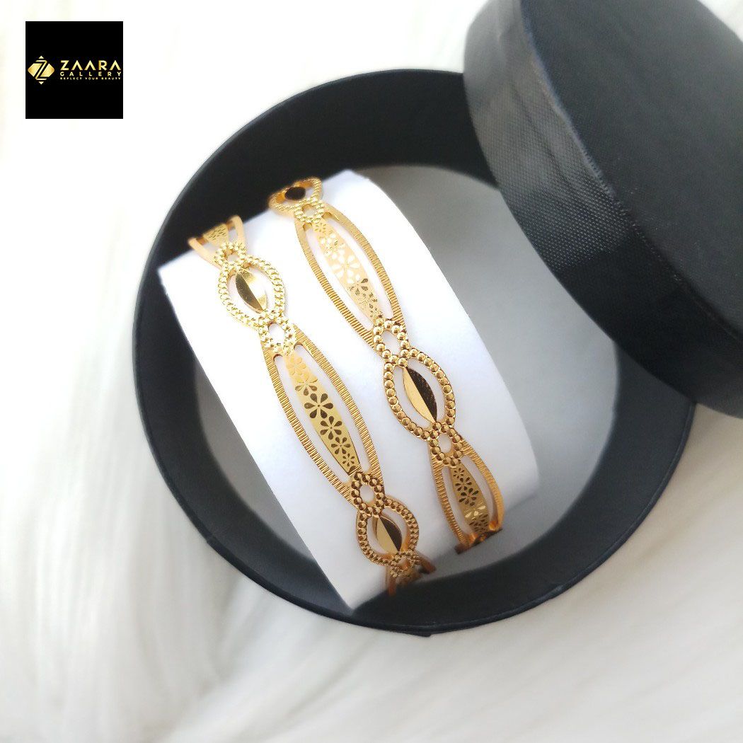 Picture of City Gold Bangles/ Gold Plated Laser Cut Bangles For Women Top Quality Color Grade-1 (Imported) CT7020ALL - 2 Pieces - Bangles For Women