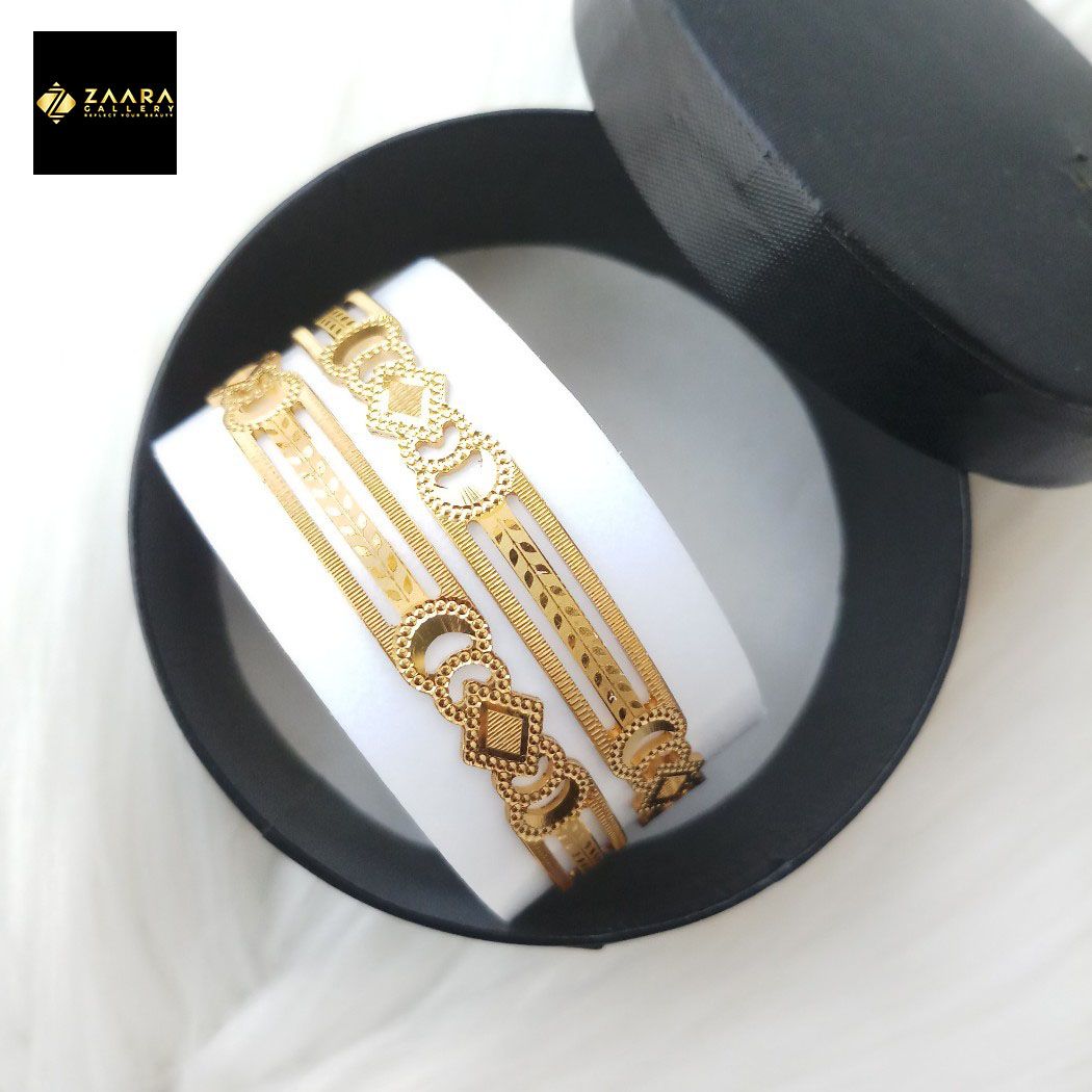 Picture of City Gold Bangles/ Gold Plated Laser Cut Bangles For Women Top Quality Color Grade-1 (Imported) CT7020ALL - 2 Pieces - Bangles For Women