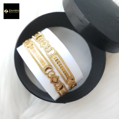 Picture of City Gold Bangles/ Gold Plated Laser Cut Bangles For Women Top Quality Color Grade-1 (Imported) CT7020ALL - 2 Pieces - Bangles For Women