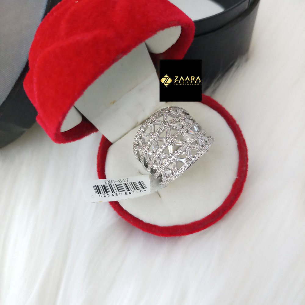 Picture of Diamond Cut AD Stone Gold Finger Ring for Women & Girls With Free Box (Imported) - 1 Piece (M-DCFR22022S) - Rings - Ring - Ring for Women - Ring for Girls