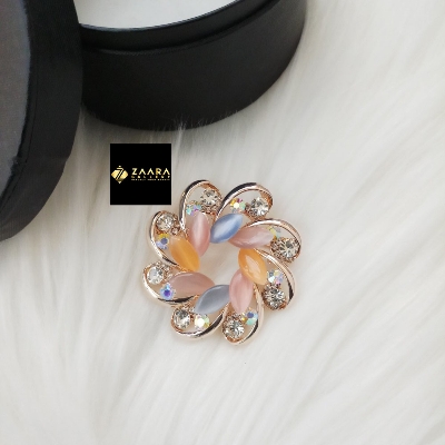 Picture of Stone & Metal Brooch /Hijab Pin/ Saree Pin for Women (Golden) (Imported) M-BRC-1114 - 1 Piece - Brooch - Brooch for Women - হিজাব পিন