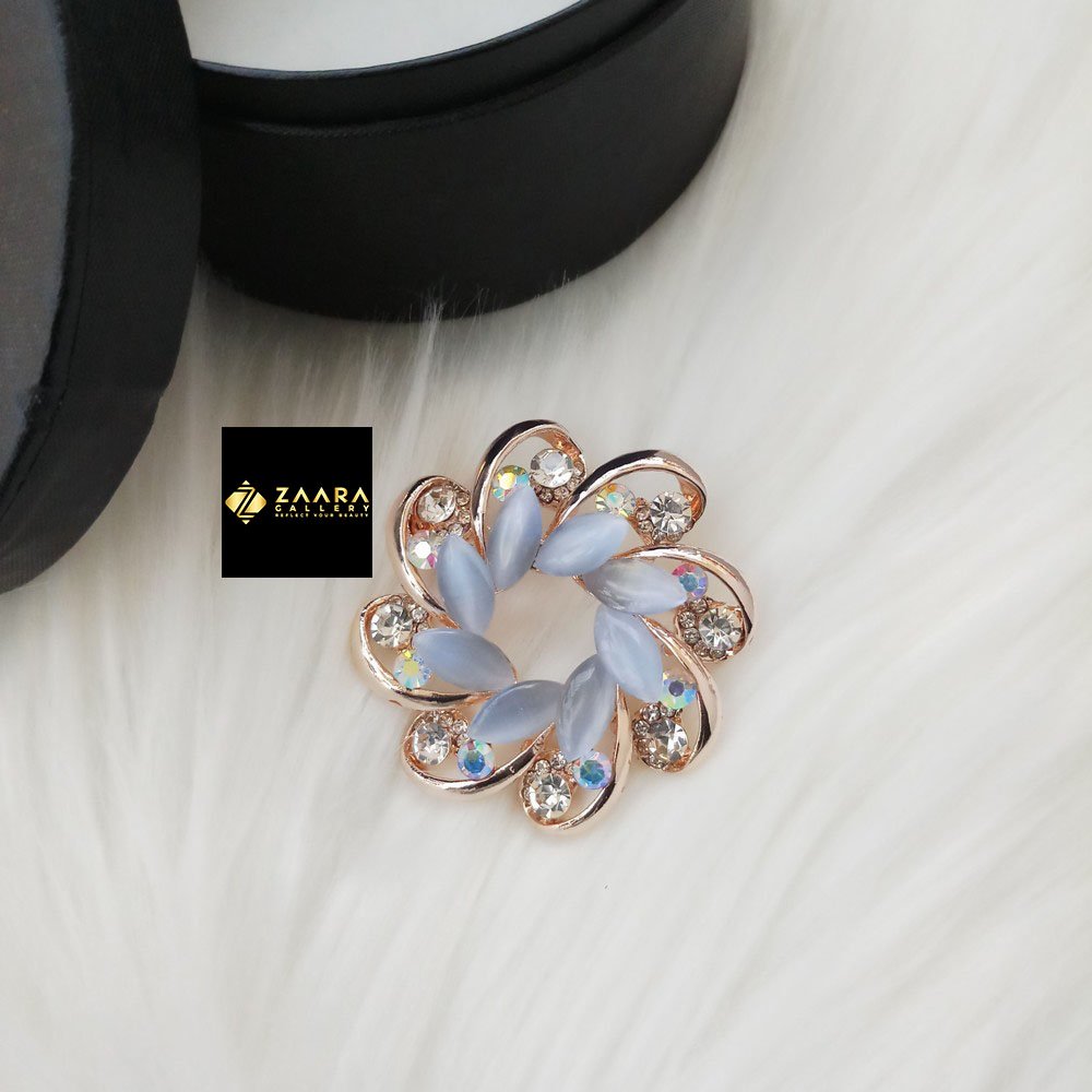 Picture of Stone & Metal Brooch /Hijab Pin/ Saree Pin for Women (Golden) (Imported) M-BRC-1114 - 1 Piece - Brooch - Brooch for Women - হিজাব পিন