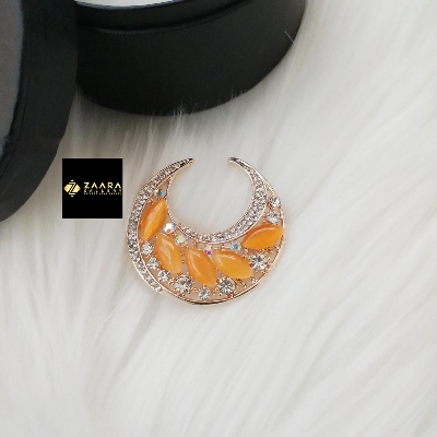 Picture of Stone & Metal Brooch /Hijab Pin/ Saree Pin for Women (Golden) (Imported) M-BRC-1115 - 1 Piece - Brooch - Brooch for Women - হিজাব পিন