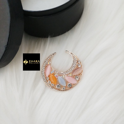 Picture of Stone & Metal Brooch /Hijab Pin/ Saree Pin for Women (Golden) (Imported) M-BRC-1115 - 1 Piece - Brooch - Brooch for Women - হিজাব পিন