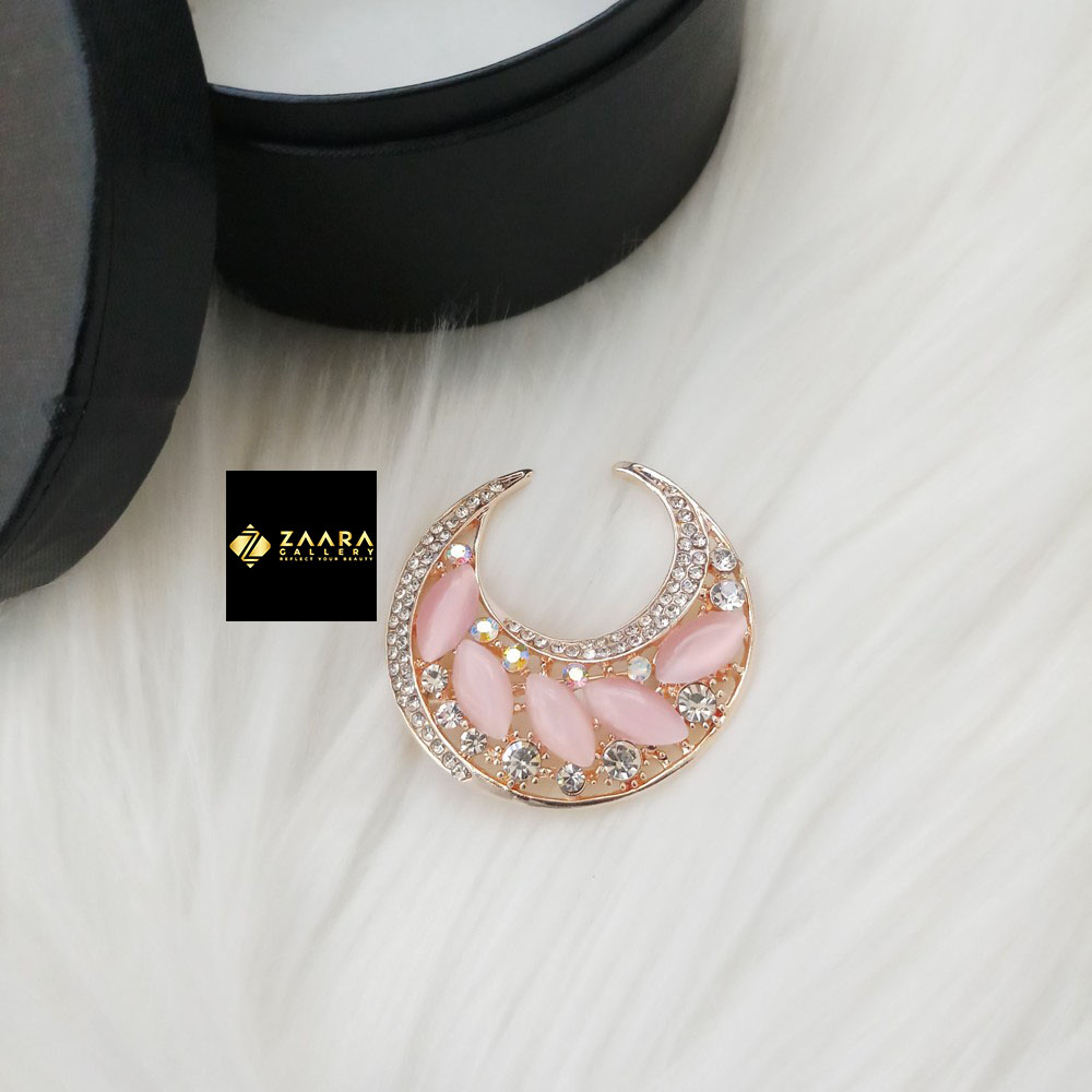 Picture of Stone & Metal Brooch /Hijab Pin/ Saree Pin for Women (Golden) (Imported) M-BRC-1115 - 1 Piece - Brooch - Brooch for Women - হিজাব পিন