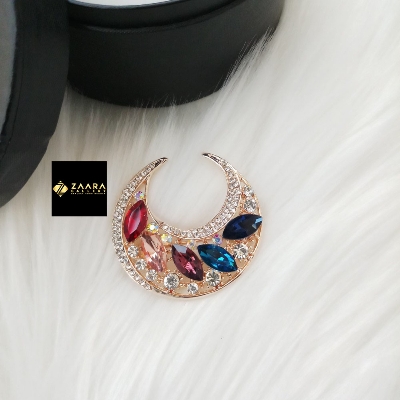 Picture of Stone & Metal Brooch /Hijab Pin/ Saree Pin for Women (Golden) (Imported) M-BRC-1116 - 1 Piece - Brooch - Brooch for Women - হিজাব পিন