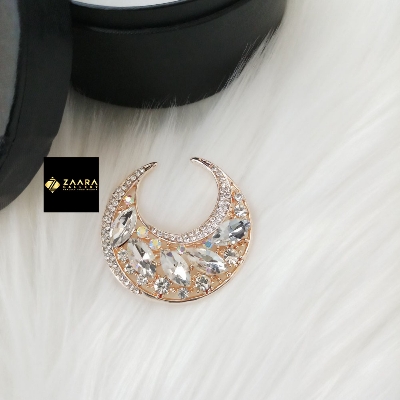 Picture of Stone & Metal Brooch /Hijab Pin/ Saree Pin for Women (Golden) (Imported) M-BRC-1116 - 1 Piece - Brooch - Brooch for Women - হিজাব পিন