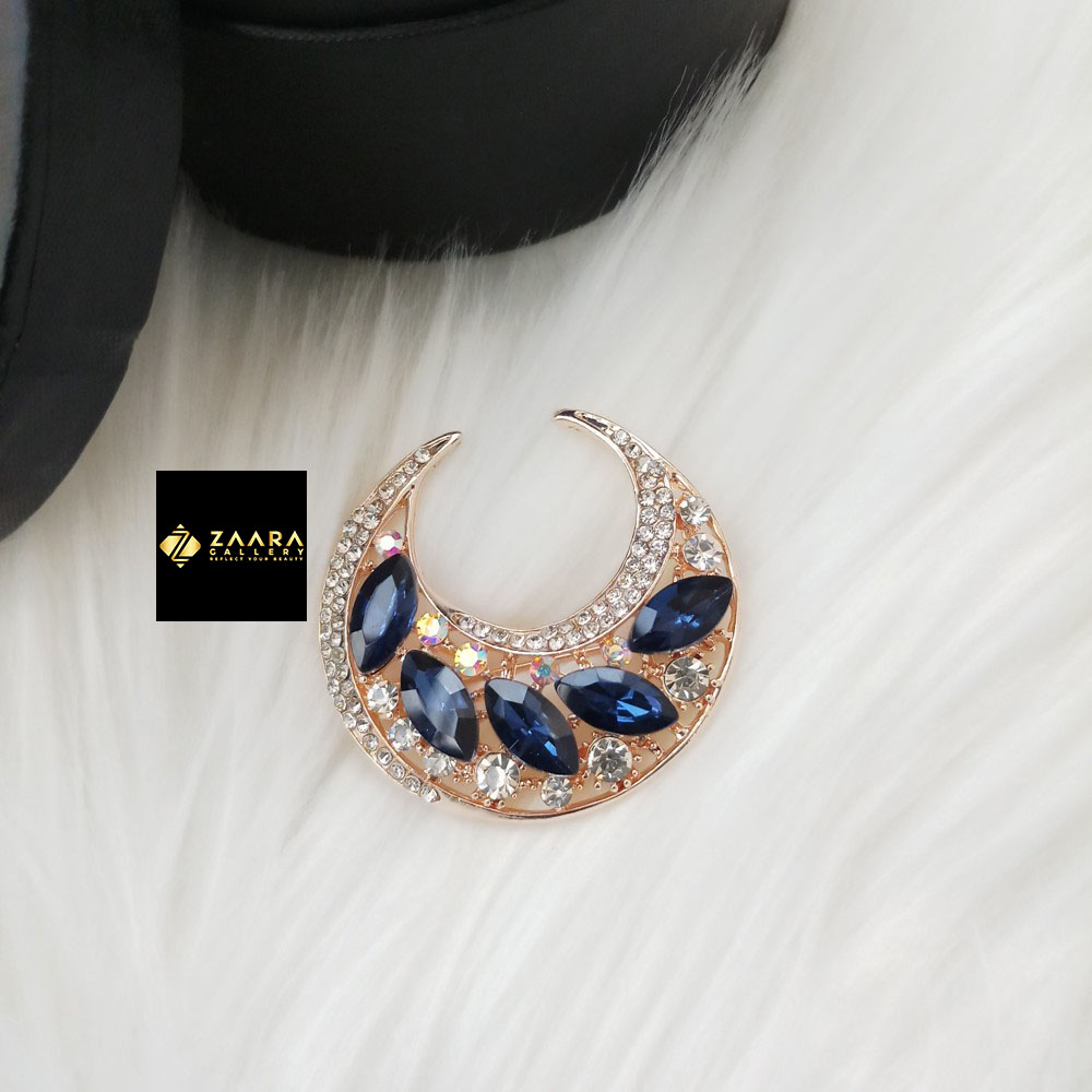 Picture of Stone & Metal Brooch /Hijab Pin/ Saree Pin for Women (Golden) (Imported) M-BRC-1116 - 1 Piece - Brooch - Brooch for Women - হিজাব পিন