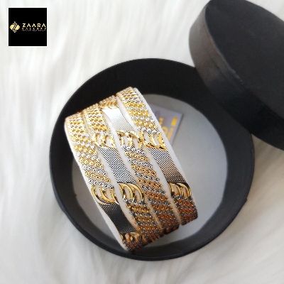 Picture of City Gold Bangles/ Gold Plated & Silver Plated Two-Tone Color Laser Cut Bangles For Women - 4 Pieces Top Quality Color Grade-1 (Imported) M-CT7051 - Bangles
