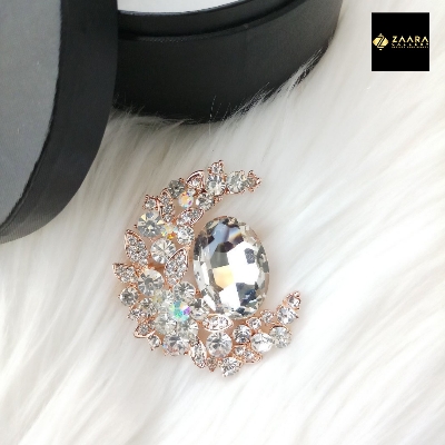 Picture of Stone & Metal Brooch /Hijab Pin/ Saree Pin for Women (Golden) (Imported) M-BRC-1117 - 1 Piece - Brooch - Brooch for Women - হিজাব পিন