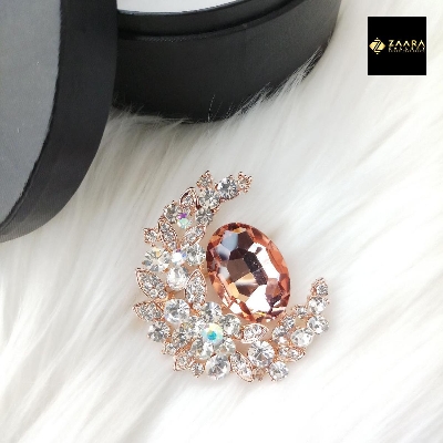 Picture of Stone & Metal Brooch /Hijab Pin/ Saree Pin for Women (Golden) (Imported) M-BRC-1117 - 1 Piece - Brooch - Brooch for Women - হিজাব পিন