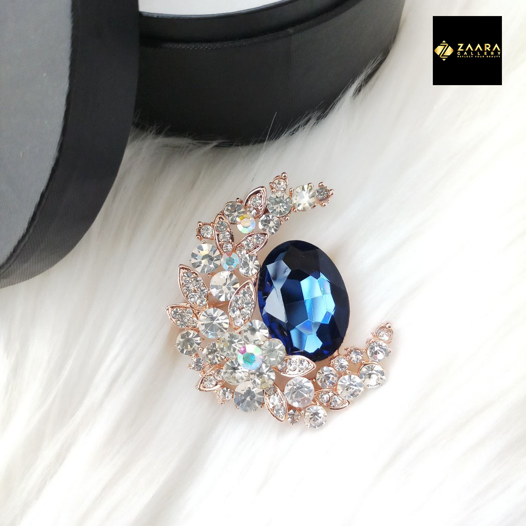 Picture of Stone & Metal Brooch /Hijab Pin/ Saree Pin for Women (Golden) (Imported) M-BRC-1117 - 1 Piece - Brooch - Brooch for Women - হিজাব পিন