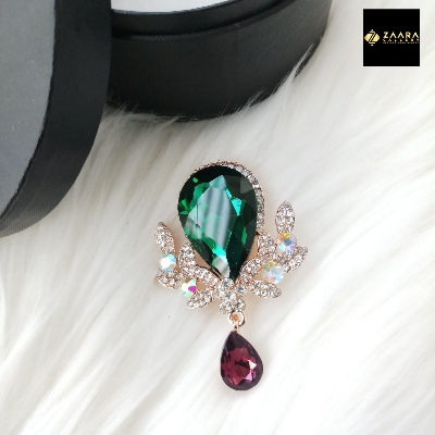 Picture of Stone & Metal Brooch /Hijab Pin/ Saree Pin for Women (Golden) (Imported) M-BRC-1118 - 1 Piece - Brooch - Brooch for Women - হিজাব পিন