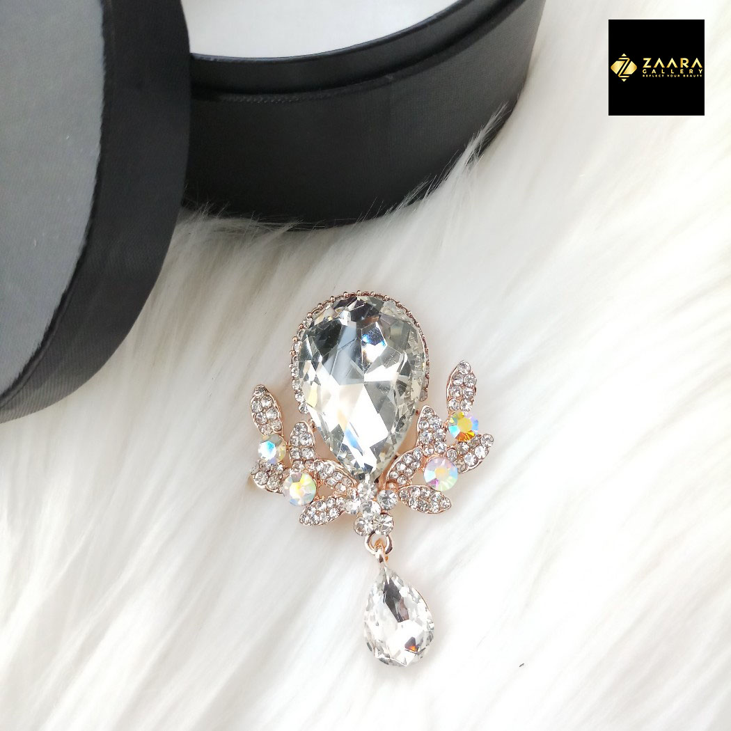 Picture of Stone & Metal Brooch /Hijab Pin/ Saree Pin for Women (Golden) (Imported) M-BRC-1118 - 1 Piece - Brooch - Brooch for Women - হিজাব পিন