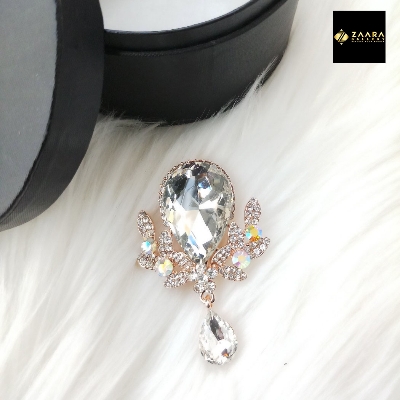 Picture of Stone & Metal Brooch /Hijab Pin/ Saree Pin for Women (Golden) (Imported) M-BRC-1118 - 1 Piece - Brooch - Brooch for Women - হিজাব পিন