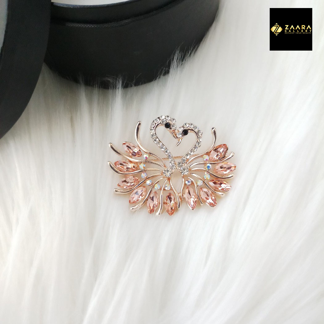 Picture of Stone & Metal Brooch /Hijab Pin/ Saree Pin for Women (Golden) (Imported) M-BRC-1119 - 1 Piece - Brooch - Brooch for Women - হিজাব পিন