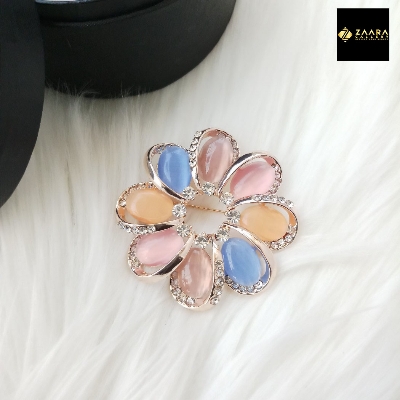 Picture of Stone & Metal Brooch /Hijab Pin/ Saree Pin for Women (Golden) (Imported) M-BRC-1120 - 1 Piece - Brooch - Brooch for Women - হিজাব পিন