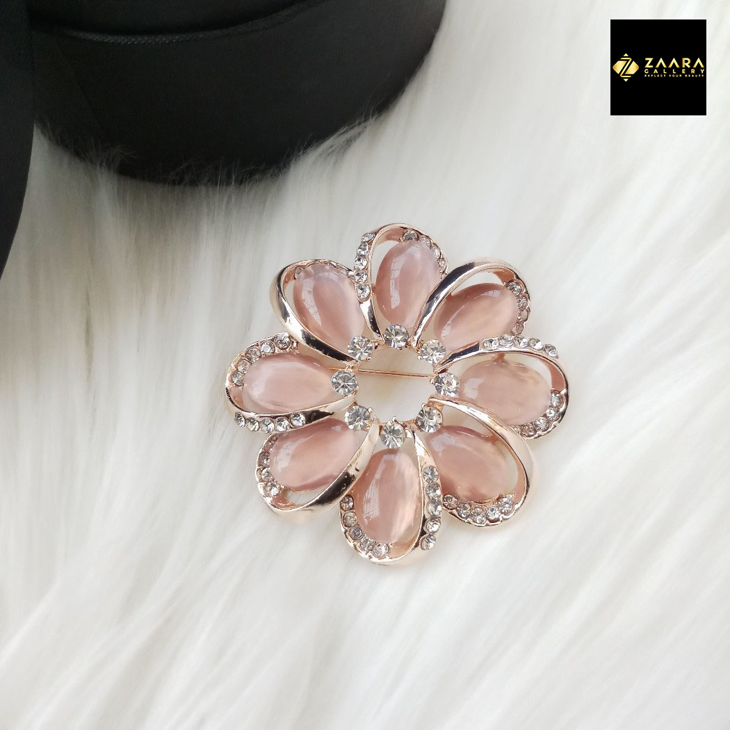 Picture of Stone & Metal Brooch /Hijab Pin/ Saree Pin for Women (Golden) (Imported) M-BRC-1120 - 1 Piece - Brooch - Brooch for Women - হিজাব পিন