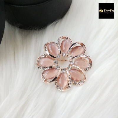 Picture of Stone & Metal Brooch /Hijab Pin/ Saree Pin for Women (Golden) (Imported) M-BRC-1120 - 1 Piece - Brooch - Brooch for Women - হিজাব পিন