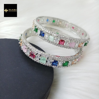 Picture of Diamond Cut AD Stone Bangles for Women - 2 Pieces (Imported) M-DCB473 - Bangles