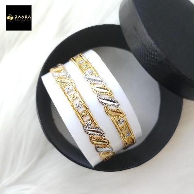 Picture of City Gold Bangles/ Gold Plated & Silver Plated Two-Tone Color Laser Cut Bangles For Women 2 Pieces Top Quality Color Grade-1 (Imported) Model-CT7082 - Bangles