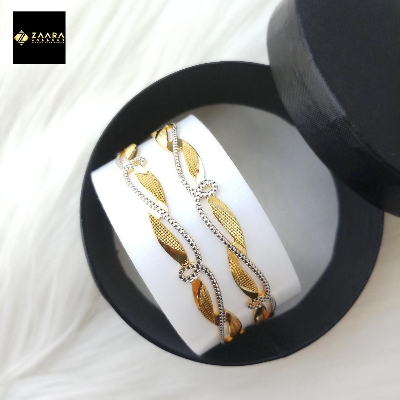 Picture of City Gold Bangles/ Gold Plated & Silver Plated Two-Tone Color Laser Cut Bangles For Women 2 Pieces Top Quality Color Grade-1 (Imported) M-CT7083 - Bangles