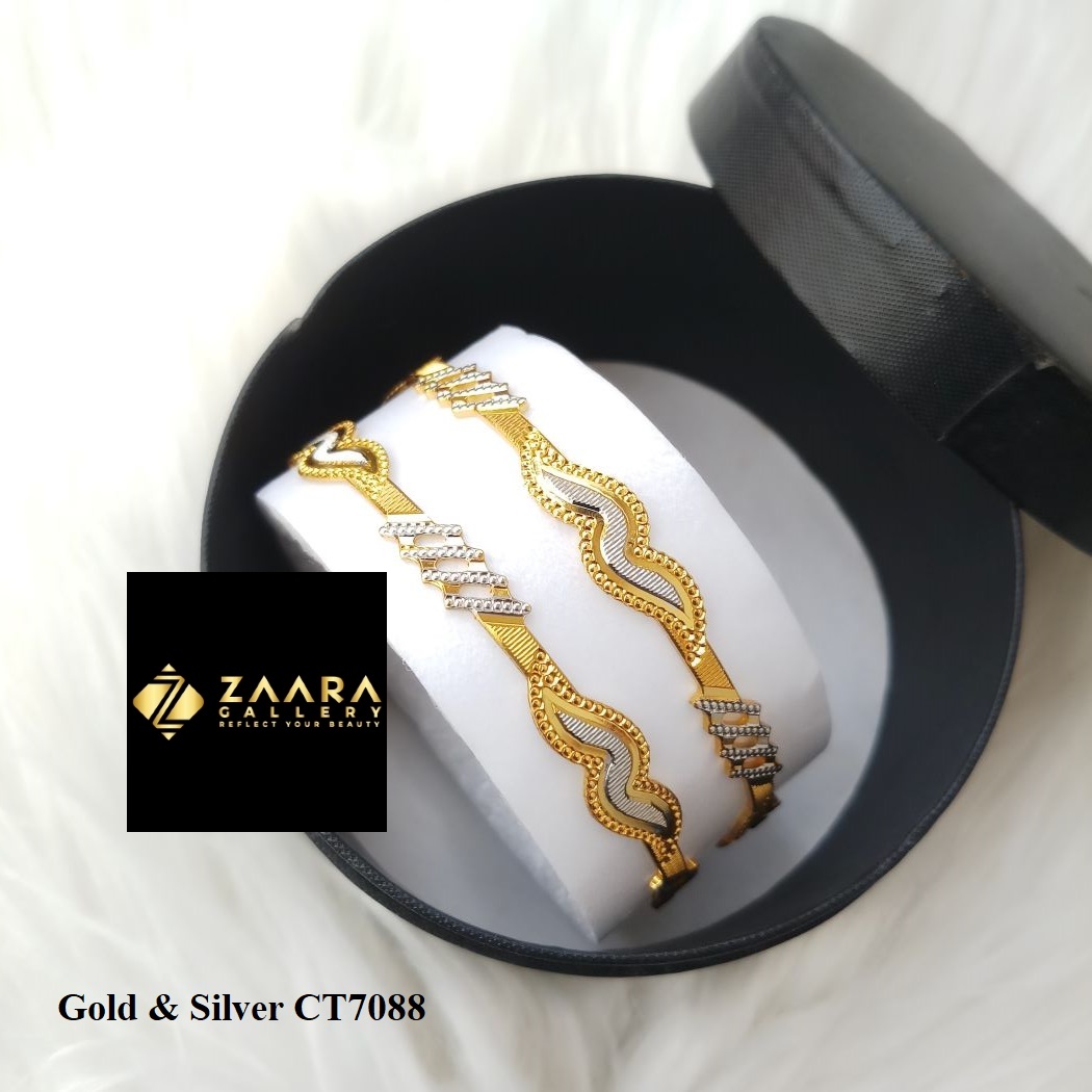 Picture of City Gold Bangles/ Gold Plated & Silver Plated Two-Tone Color Laser Cut Bangles For Women 2 Pieces Top Quality Color Grade-1 (Imported) M-CT7080ALL - Bangles - Bangles for Women