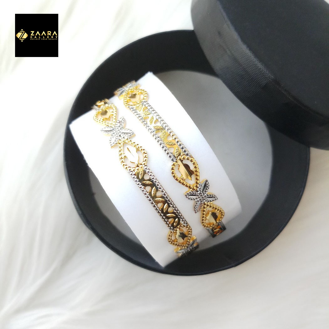 Picture of City Gold Bangles/ Gold Plated & Silver Plated Two-Tone Color Laser Cut Bangles For Women 2 Pieces Top Quality Color Grade-1 (Imported) M-CT7080ALL - Bangles - Bangles for Women