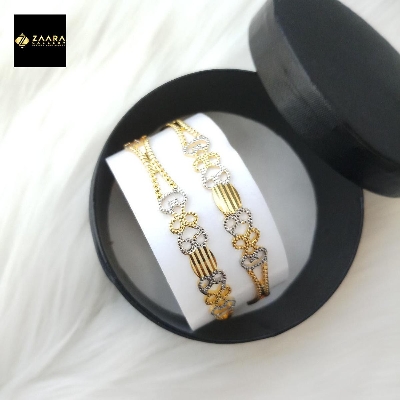 Picture of City Gold Bangles/ Gold Plated & Silver Plated Two-Tone Color Laser Cut Bangles For Women 2 Pieces Top Quality Color Grade-1 (Imported) M-CT7086 - Bangles