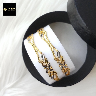 Picture of City Gold Bangles/ Gold Plated & Silver Plated Two-Tone Color Laser Cut Bangles 2 Pieces Top Quality Color Grade-1 (Imported) For Women M-CT7085
