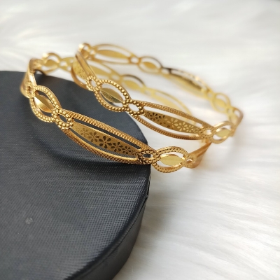 Picture of City Gold Bangles/ Gold Plated Laser Cut Bangles For Women Top Quality Color Grade-1 (Imported) M-CT7024 - 2 Pieces - Bangles For Women