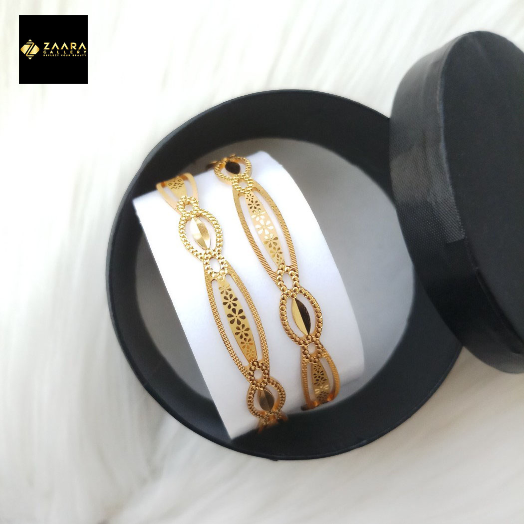 Picture of City Gold Bangles/ Gold Plated Laser Cut Bangles For Women Top Quality Color Grade-1 (Imported) M-CT7024 - 2 Pieces - Bangles For Women