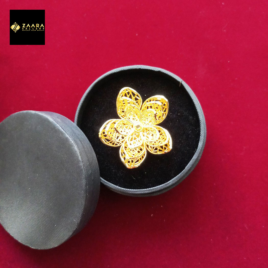 Picture of Forming Gold Plated 1.5 Gram Gold Color Polish Finger Ring For Women With Free Box - 1 Pieces (Imported) M-GPF202- RingS