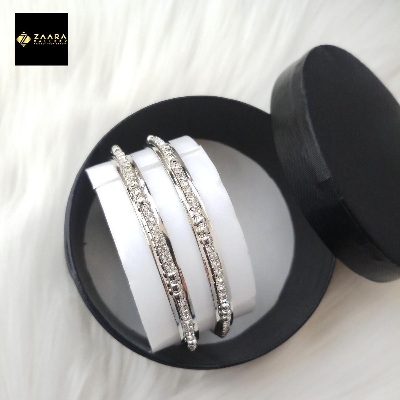 Picture of Stone & Metal 1st Grade Quality Silver Color Bangles for Women (Imported) (Grade-1 Quality) - 2 Pieces M-IST80602P - Bangles