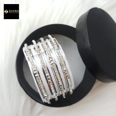 Picture of Stone & Metal 1st Grade Quality Silver Color Bangles for Women (Imported) - 4 Pieces M-IST80604P - Bangles