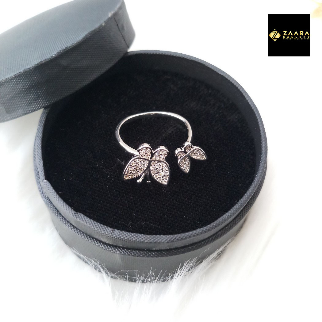 Picture of Diamond Cut AD Stone Golden & Silver Color Finger Ring for Women & Girls With Free Box (Imported) - 1 Piece (M-DCFR813) - Rings